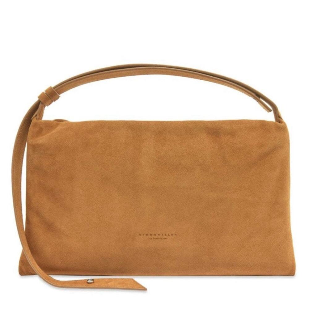 Simon Miller Toffee Suede Puffin Shoulder Bag Tan Adjustable Strap - Picture 14 of 14